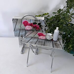 Liza Serisi Çanta Zigon, 4 Lü Katlanabilir Sehpa, Cam Sehpa, Çanta Sehpa Krom Ayak