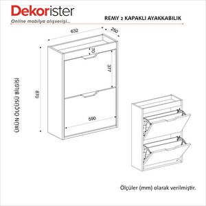 Dekorister Remy 2 Kapaklı Ayakkabılık Kumtaşı - Antrasit