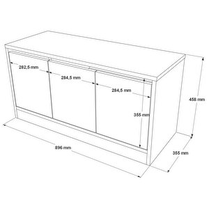 Robin Home Puflu Minderli Oturaklı Aynalı Ayakkabılık Dolap 90cm Beyaz