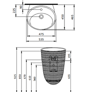 1655-001-0126 Strata Asma Monoblok Lavabo, Parlak Beyaz
