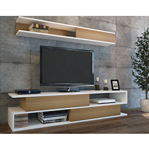 Sims Tv Ünitesi Beyaz-Teak