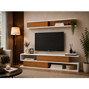 Sims Tv Ünitesi Beyaz Teak Beyaz-Teak