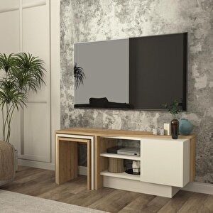 Rodega Tv Sehpası Sepet - Kumtaşı 120 Cm