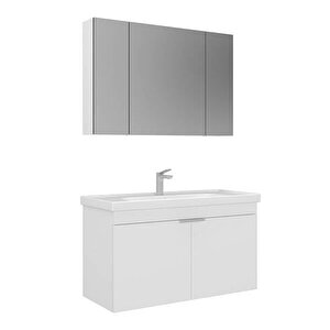 Desna 100 Cm Takım Ayna Dolaplı Beyaz