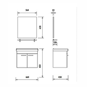 Note 65 Cm Ayna+etajer Banyo Dolabı Takımı Meşe