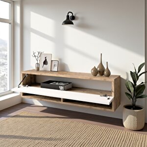 Loft Aynalı Duvara Monte Dresuar Antre Hol 100cm Çam- Beyaz