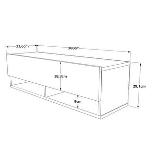Robin Home Loft Aynalı Duvara Monte Dresuar Antre Hol 100cm Çam- Beyaz