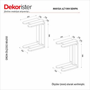 Dekorister Maysa İkili Yan Sehpa Rota - Traverten