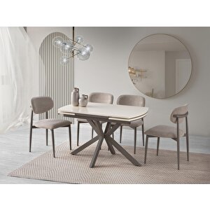 Anka Krem Polo Lak Panel Mutfak Masa Sandalye Takımı 80x120