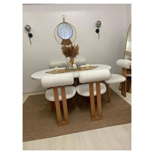 Aden Oval Masa & 6 Sandalyeli Yemek Masası Takımı