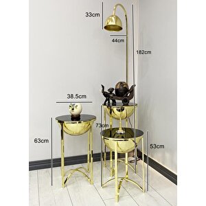Lale Gold 3 Sehpalı Lambader Takımı