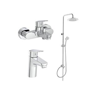 Flow Round Banyo Bataryası + Flow Round Lavabo Bataryası + Artema 3c Duş Seti A45786