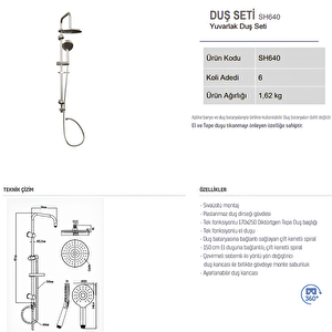 Creavit Sh640 Tepe Duş Sistemi Ve Liva Banyo Bataryası Lv2500