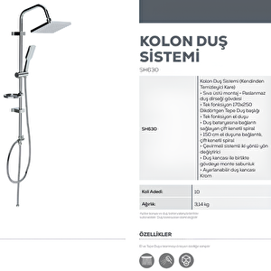 Creavit Sh630 Tepe Duş Sistemi Ve Liva Banyo Bataryası Lv2500