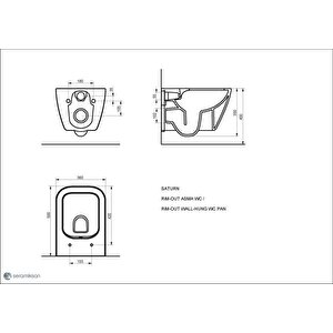 Seramiksan Saturn Rim-out Kanalsız Mat Siyah Asma Klozet + Duroplast Yavaş Kapanır Kapak + Vitra Gömme Rezervuar Set