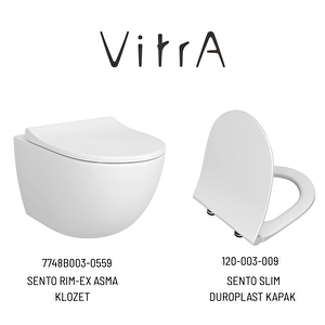 Vitra Sento Rim-ex Asma Klozet Slim Kapak, Vitra Gömme Rezervuar Set 768-1851