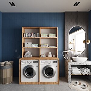 Maven Çamaşır Ve Kurutma Makinesi Dolabı Banyo Dolabı Çam- Montaj Dahil