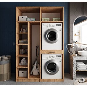 Megan Çamaşır Ve Kurutma Makinesi Dolabı Banyo Dolabı Çam- Montaj Dahil