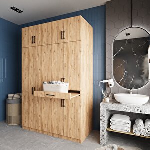 Megan Çamaşır Ve Kurutma Makinesi Dolabı Banyo Dolabı Çam- Montaj Dahil