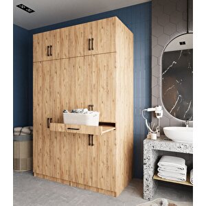 Megan Çamaşır Ve Kurutma Makinesi Dolabı Banyo Dolabı Çam- Montaj Dahil