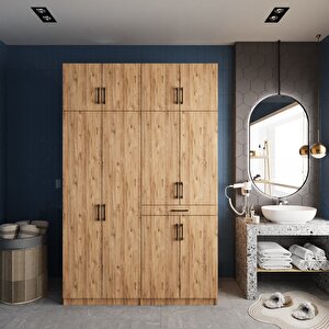Megan Çamaşır Ve Kurutma Makinesi Dolabı Banyo Dolabı Çam- Montaj Dahil