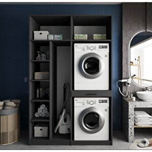 Megan Çamaşır Ve Kurutma Makinesi Dolabı Banyo Dolabı Füme- Montaj Dahil