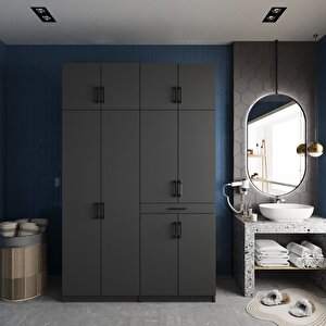 Megan Çamaşır Ve Kurutma Makinesi Dolabı Banyo Dolabı Füme- Montaj Dahil