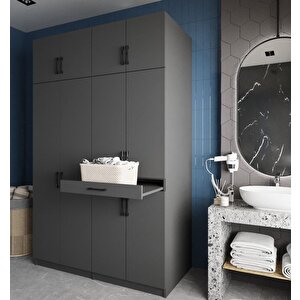 Megan Çamaşır Ve Kurutma Makinesi Dolabı Banyo Dolabı Füme- Montaj Dahil