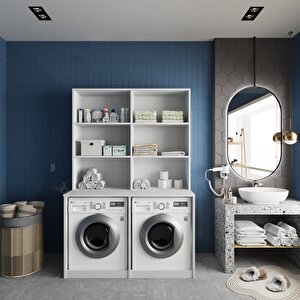 Maven Çamaşır Ve Kurutma Makinesi Dolabı Banyo Dolabı Beyaz- Montaj Dahil