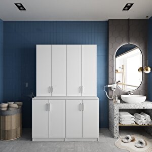 Maven Çamaşır Ve Kurutma Makinesi Dolabı Banyo Dolabı Beyaz- Montaj Dahil