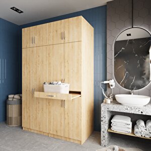 Megan Çamaşır Ve Kurutma Makinesi Dolabı Banyo Dolabı Meşe- Montaj Dahil