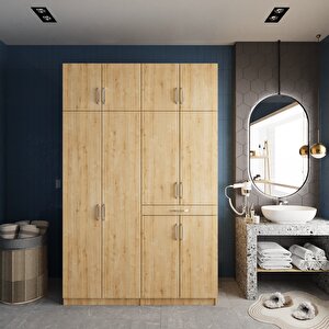 Megan Çamaşır Ve Kurutma Makinesi Dolabı Banyo Dolabı Meşe- Montaj Dahil