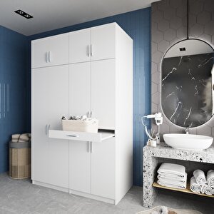 Megan Çamaşır Ve Kurutma Makinesi Dolabı Banyo Dolabı Beyaz- Montaj Dahil