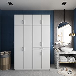 Megan Çamaşır Ve Kurutma Makinesi Dolabı Banyo Dolabı Beyaz- Montaj Dahil