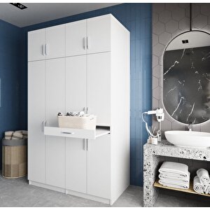 Modena Çamaşır Ve Kurutma Makinesi Dolabı Banyo Dolabı Beyaz- Montaj Dahil