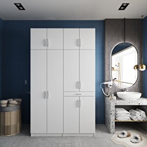 Modena Çamaşır Ve Kurutma Makinesi Dolabı Banyo Dolabı Beyaz- Montaj Dahil