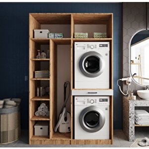 Megan Çamaşır Ve Kurutma Makinesi Dolabı Banyo Dolabı Çam Beyaz- Montaj Dahil