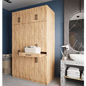 Modena Çamaşır Ve Kurutma Makinesi Dolabı Banyo Dolabı Çam- Montaj Dahil
