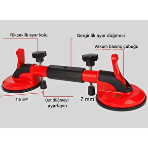 Çektirmeli Çift Kollu Vantuz Cam Fayans Granit Birleştirme Ayarlama Hizalama Düzeltme Aparatı Yatay