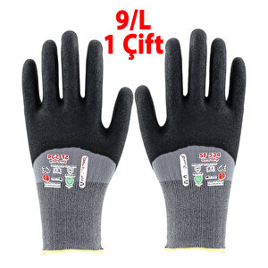 Ultra Grip Nitril Kaplı Dayanıklı İş Eldiveni 9 L Beden Kaymaz Sanayi Tipi Usta Güvenlik Koruyucu