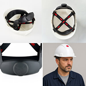 Ayarlanabilir Havalandırmalı Baret İş Güvenliği Şapka İnşaat Kaskı Koruyucu Başlık Beyaz