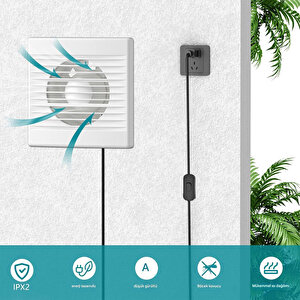 Banyo Wc Mutfak Büro Aspiratörü Elektrikli 100 Mm Havalandırma Fan Kirli Hava Kötü Koku Egzoz Fanı