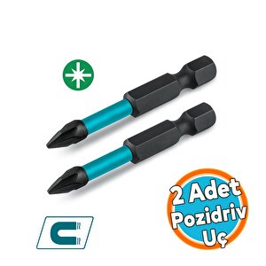 Mıknatıslı Bits Pz2 50 Mm Vida Sökme 5 Cm Yıldız Matkap Vidalama Ucu S2 Çeliği Pozidriv Uç (2 Adet)