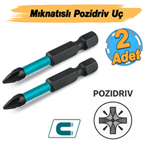 Mıknatıslı Bits Pz2 50 Mm Vida Sökme 5 Cm Yıldız Matkap Vidalama Ucu S2 Çeliği Pozidriv Uç (2 Adet)