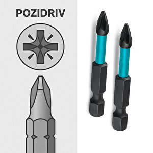 Mıknatıslı Bits Pz2 50 Mm Vida Sökme 5 Cm Yıldız Matkap Vidalama Ucu S2 Çeliği Pozidriv Uç (2 Adet)