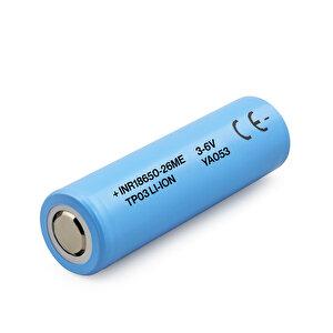 Açık Mavi Şarjlı Batarya Pil 3.6v 2600mah Li-ion Uzun Ömürlü Yüksek Kapasite Şarj Edilir 18650-26me