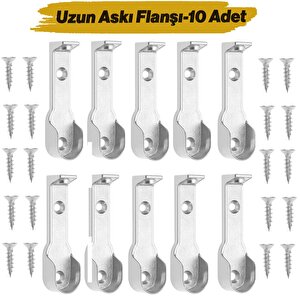 Uzun Askı Flanşı Dolap Boru Sabitleme Kıyafet Elbise Askı Flanş Aparatı Krom 70 Mm ( 5 Çift )