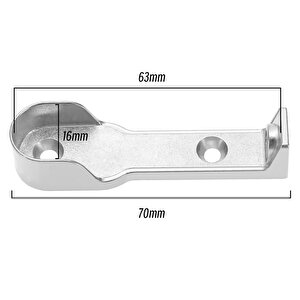 Uzun Askı Flanşı Dolap Boru Sabitleme Kıyafet Elbise Askı Flanş Aparatı Krom 70 Mm ( 5 Çift )