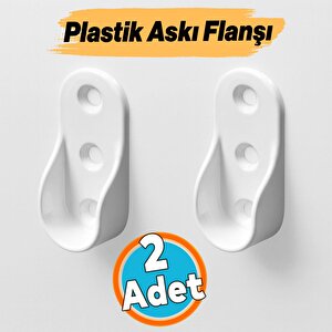 Askı Flanşı Elbise Askısı Dolap İçi Metal Boru Tutucu Plastik 2 Adet Beyaz Renk