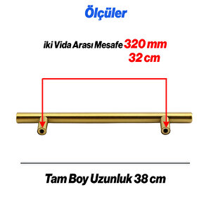 Mobilya Kulp Mutfak Dolap Çekmece Dolabı Kapak Kulpları Kulbu Gold Altın 320 Mm 32 Cm Metal (5 Adet)